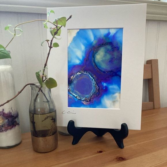 New Original Signed Artwork Colorful Alcohol Ink on Paper - Picture 4 of 6